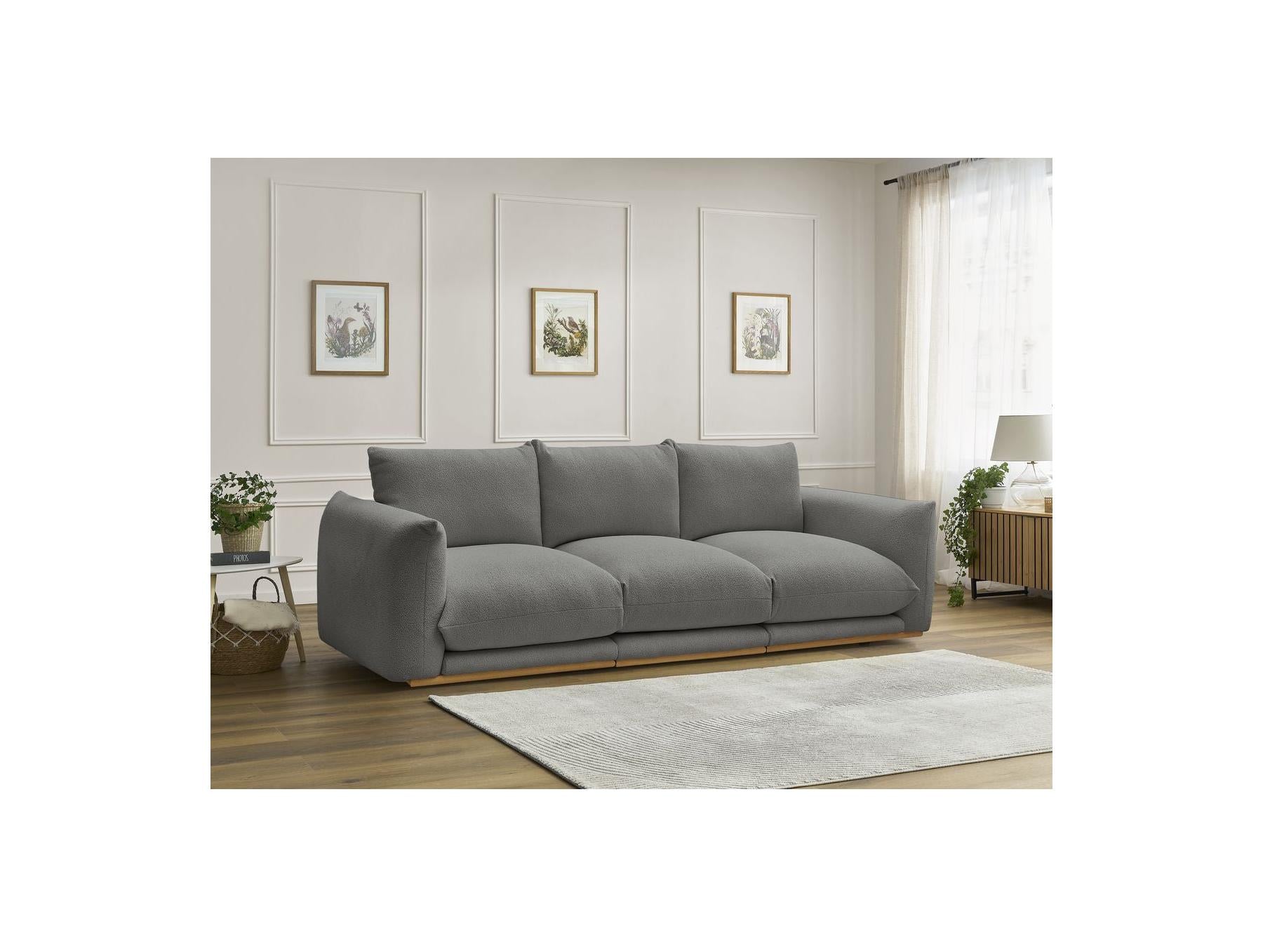 Ernest - Canapé Droit Fixe 3 Places - Tissu Bouclette