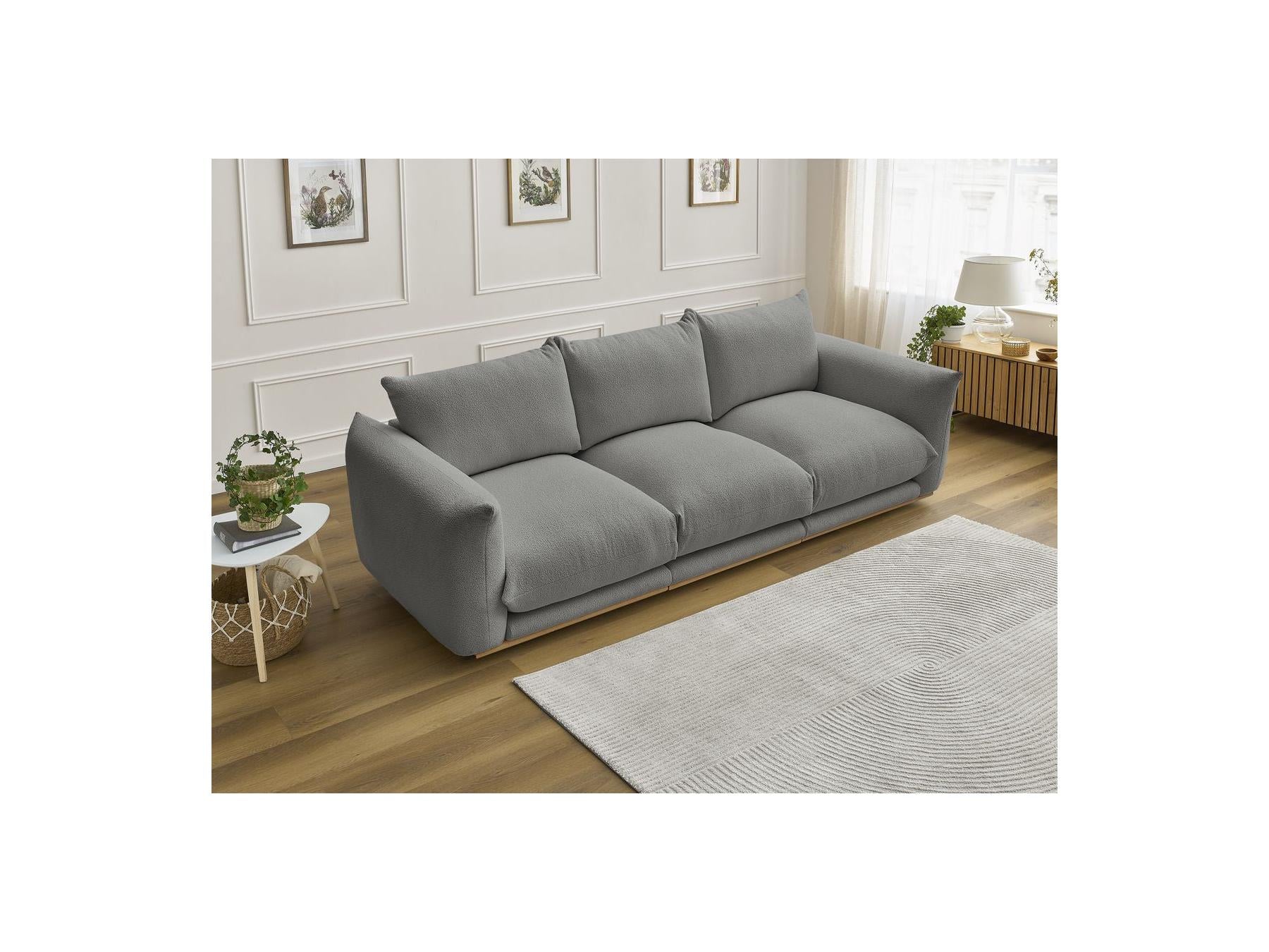 Ernest - Canapé Droit Fixe 3 Places - Tissu Bouclette