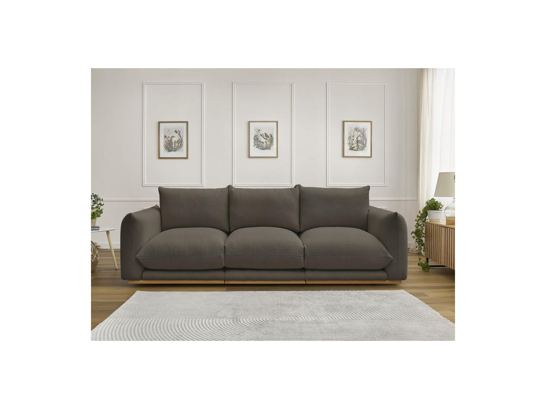 Ernest - Canapé Droit Fixe 3 Places - Tissu Bouclette