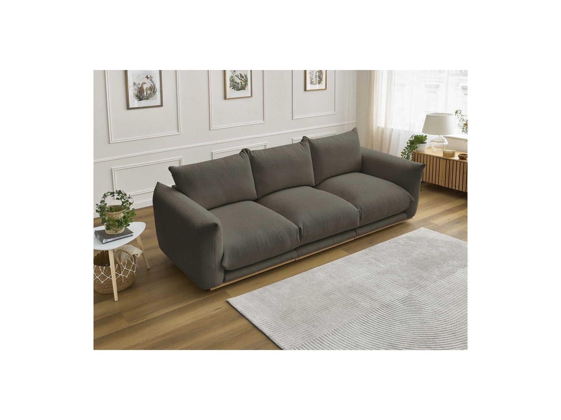 Ernest - Canapé Droit Fixe 3 Places - Tissu Bouclette