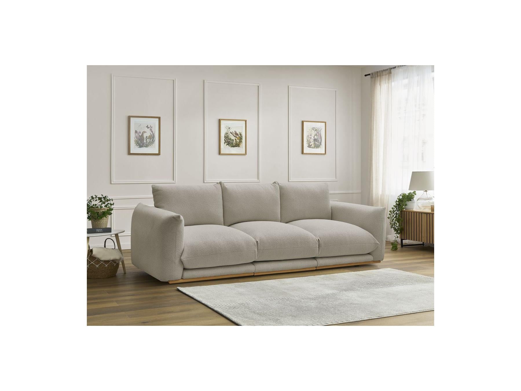 Ernest - Canapé Droit Fixe 3 Places - Tissu Bouclette