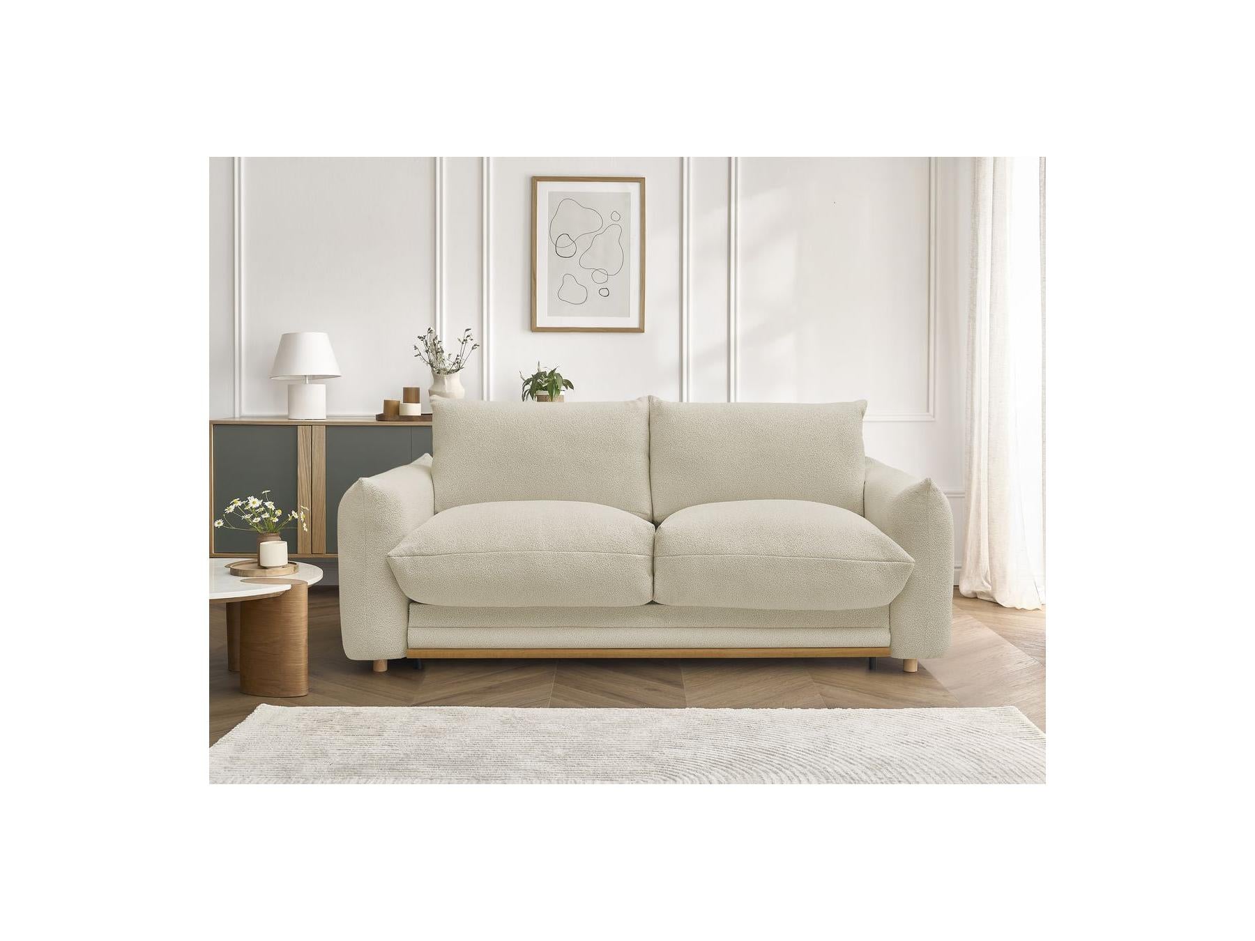 Ernest - Canapé Droit Convertible 3 Places - Tissu Bouclette