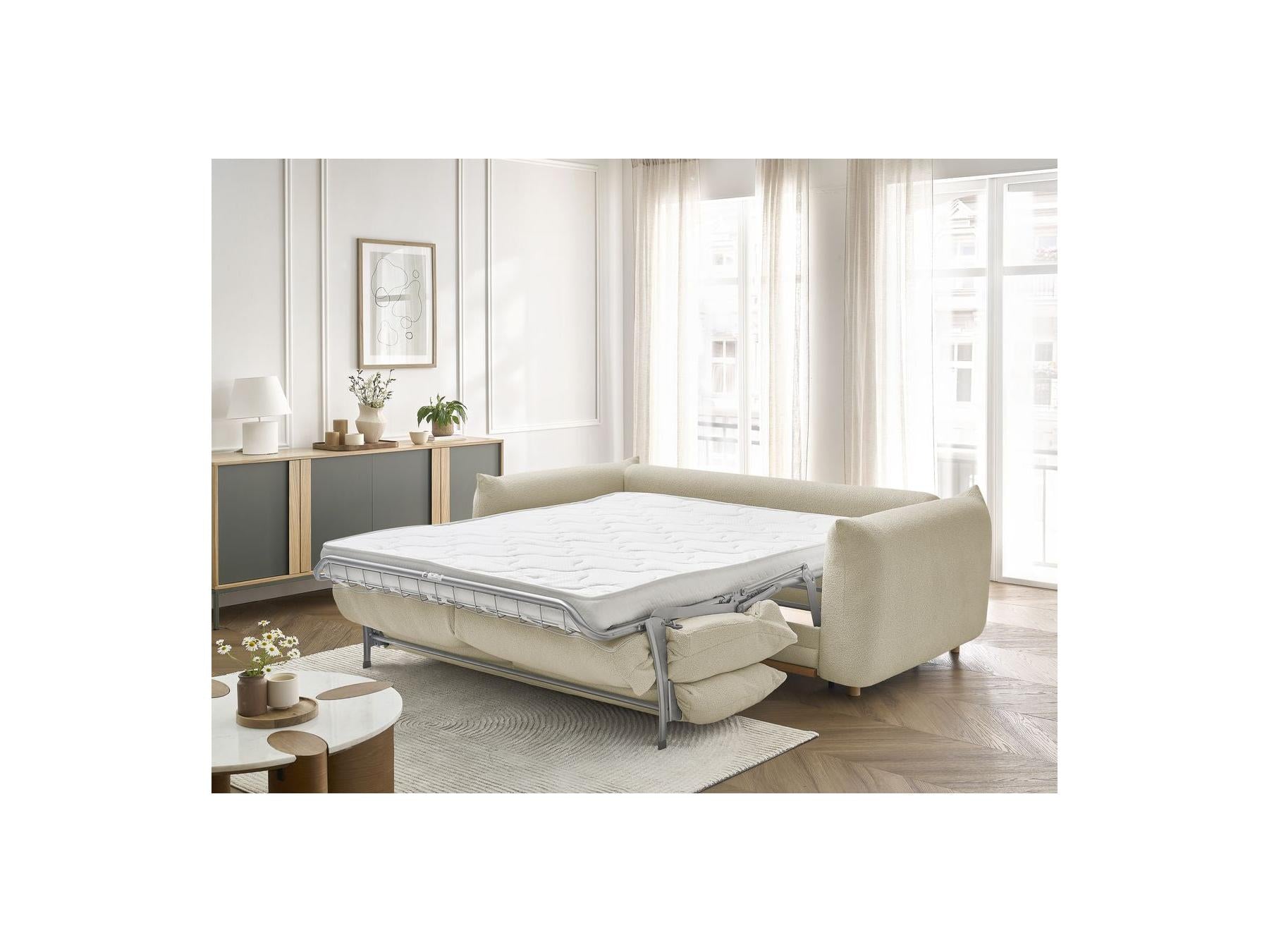 Ernest - Canapé Droit Convertible 3 Places - Tissu Bouclette