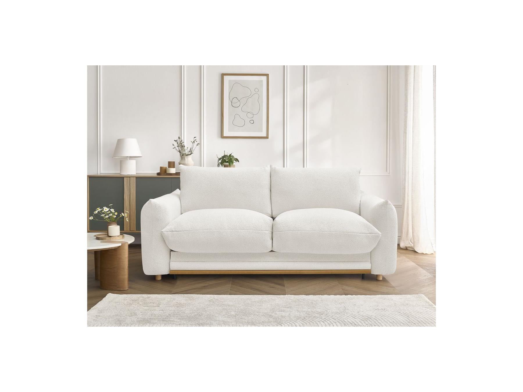 Ernest - Canapé Droit Convertible 3 Places - Tissu Bouclette