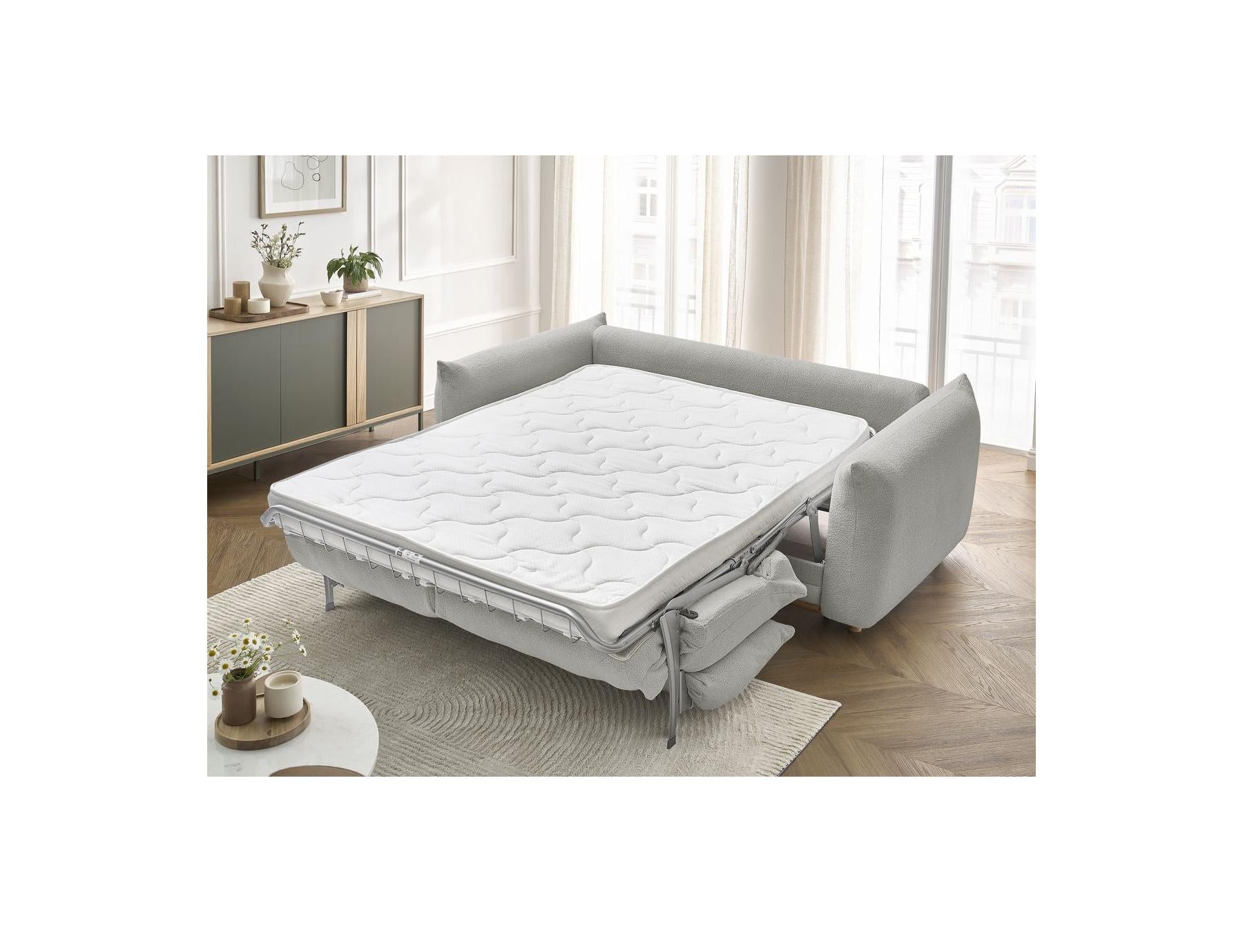 Ernest - Canapé Droit Convertible 3 Places - Tissu Bouclette
