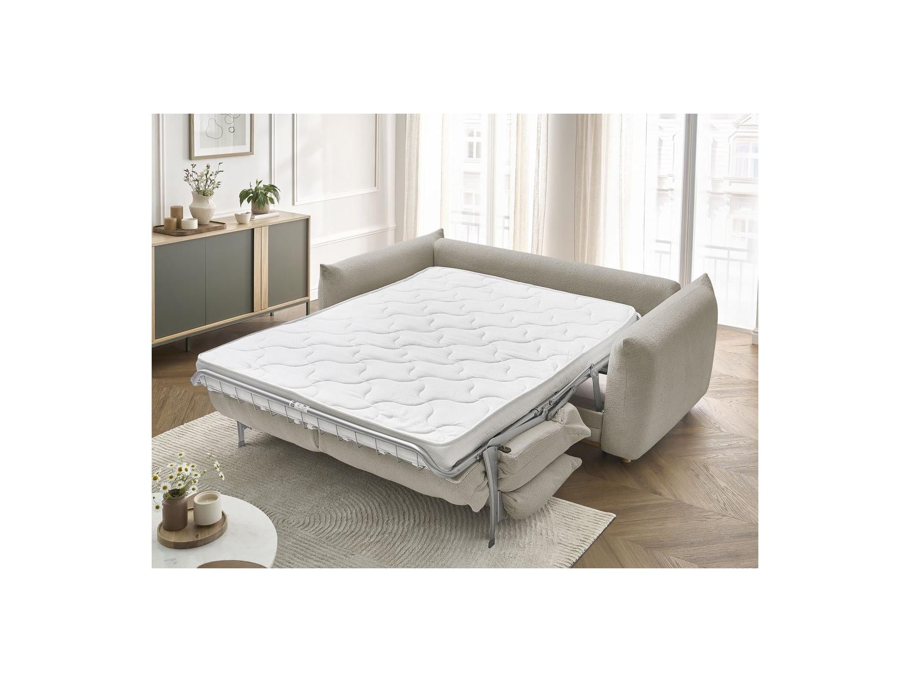 Ernest - Canapé Droit Convertible 3 Places - Tissu Bouclette