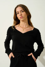 Jersey de cuello en V - Giusalet - Negro