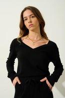 Pull Col V - Giusalet - Noir