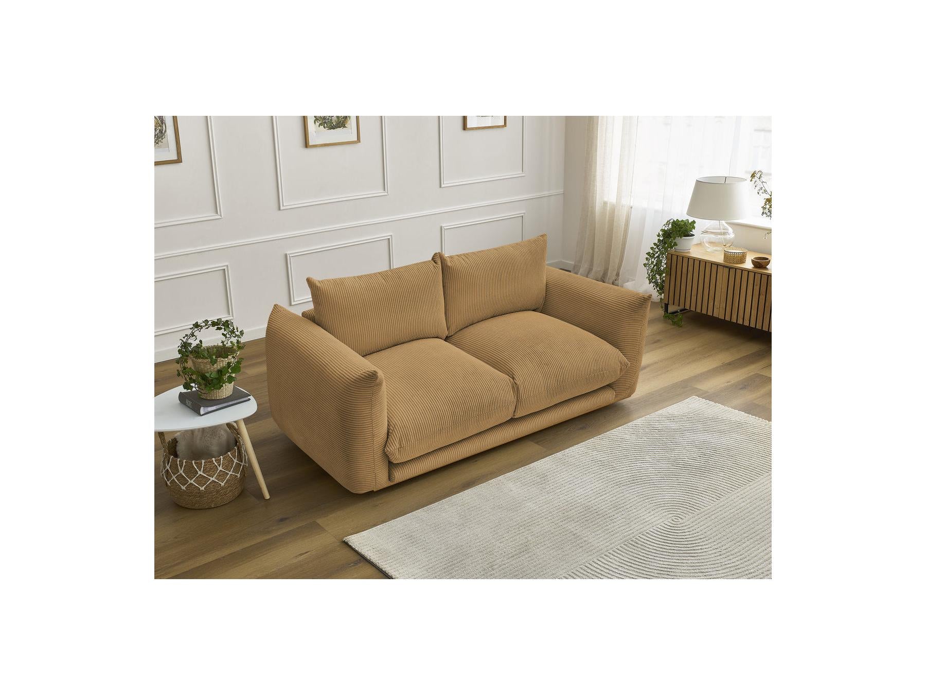Ernest - Fixed Straight 2-Seater Sofa - Corduroy Fabric