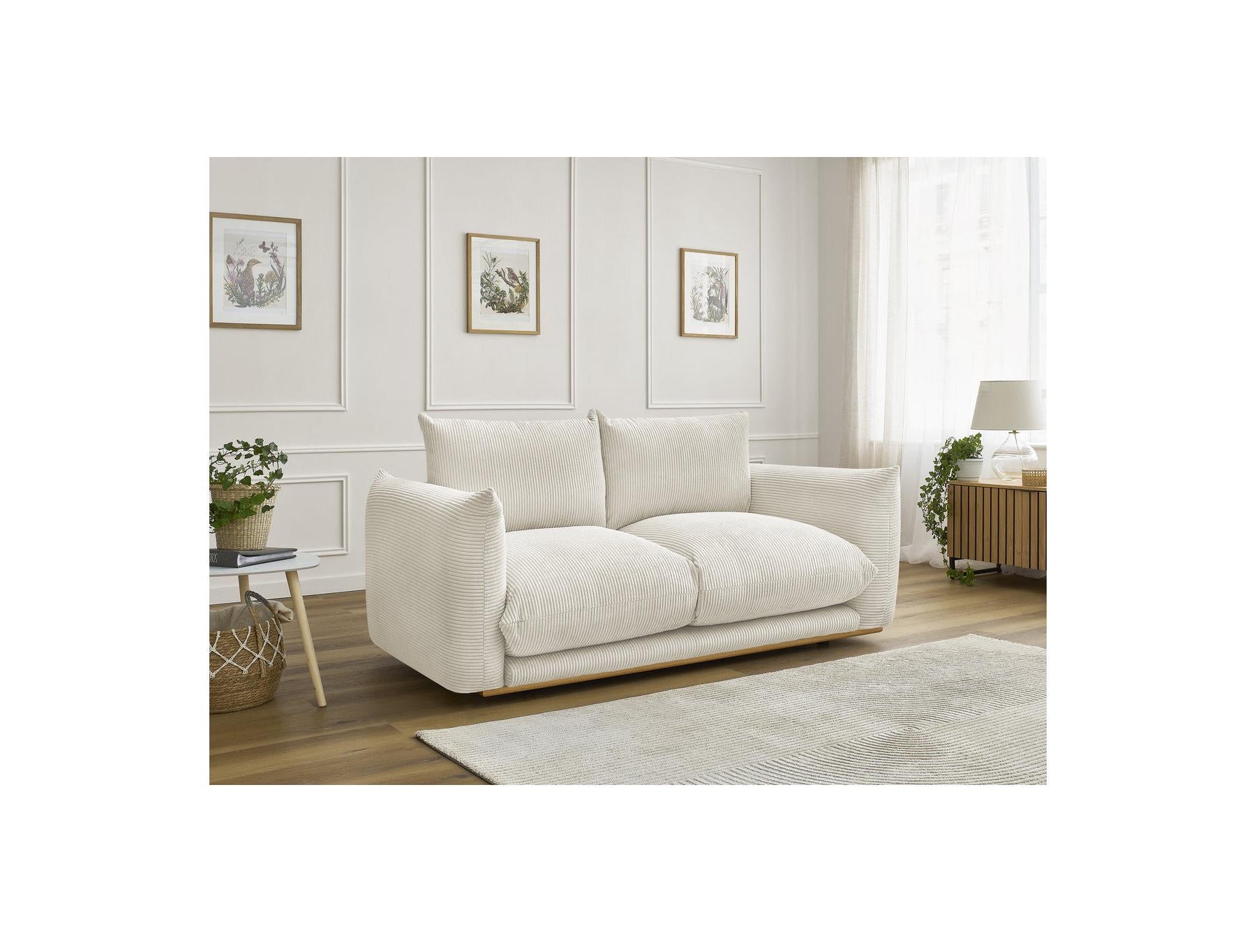 Ernest - Fixed Straight 2-Seater Sofa - Corduroy Fabric
