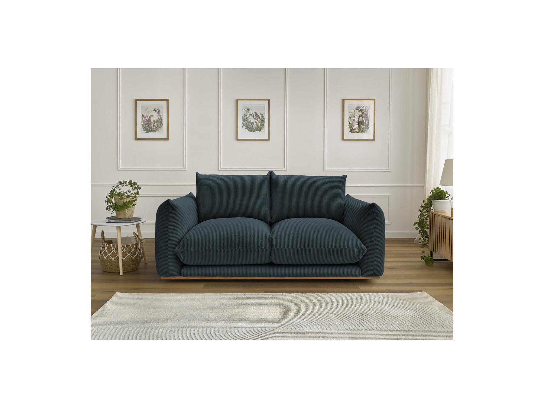 Ernest - Fixed Straight 2-Seater Sofa - Corduroy Fabric