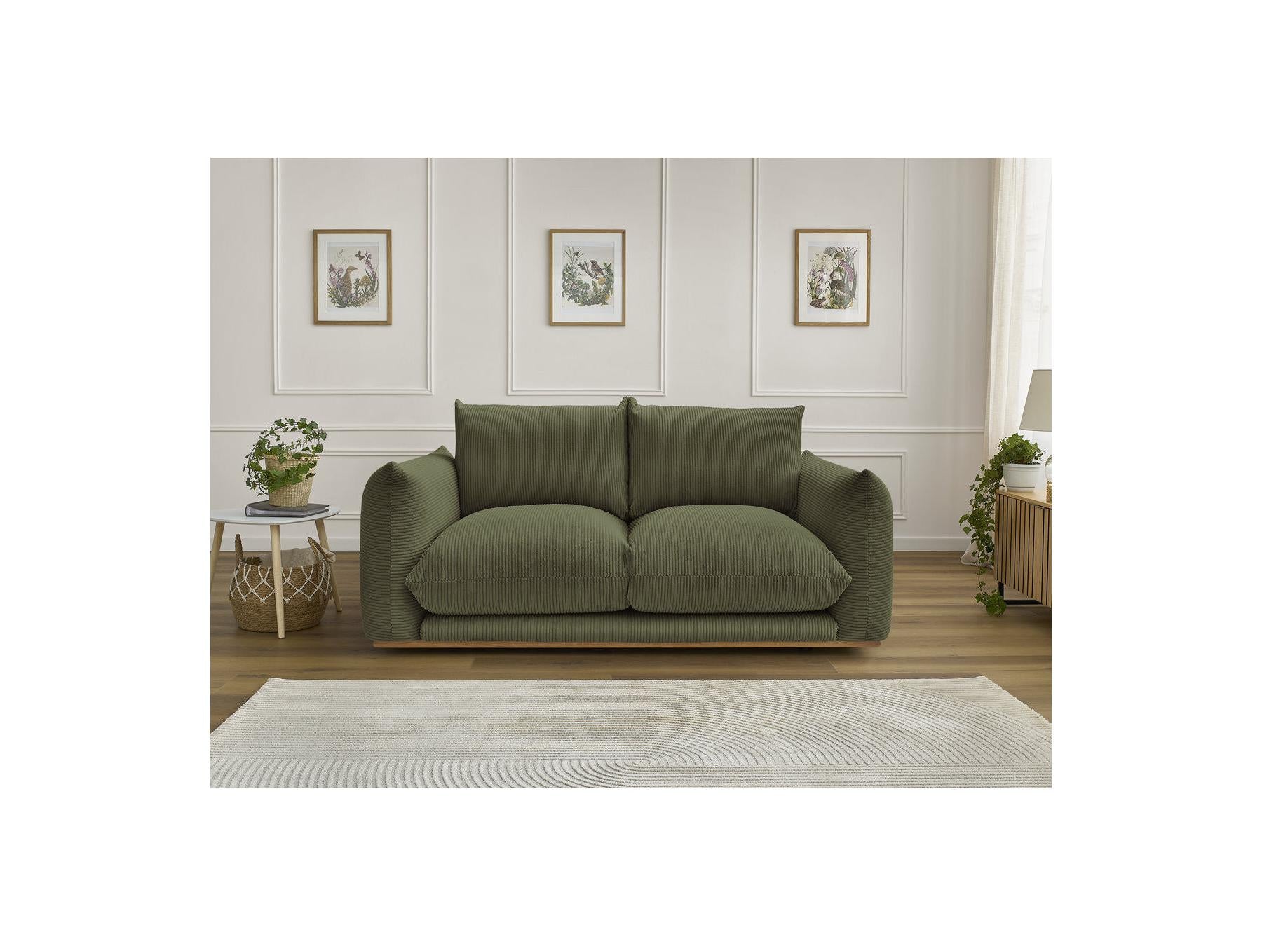 Ernest - Fixed Straight 2-Seater Sofa - Corduroy Fabric