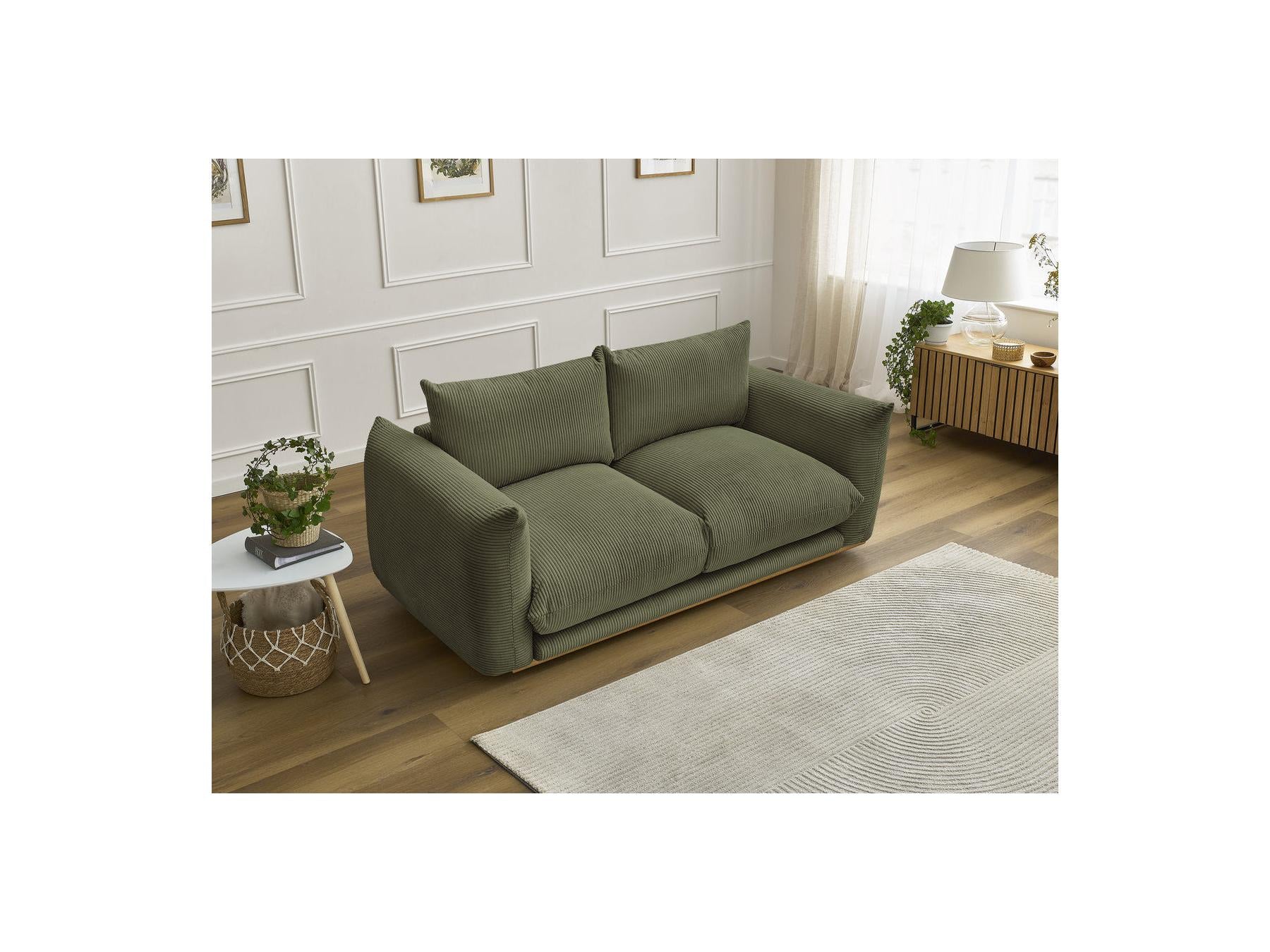 Ernest - Fixed Straight 2-Seater Sofa - Corduroy Fabric