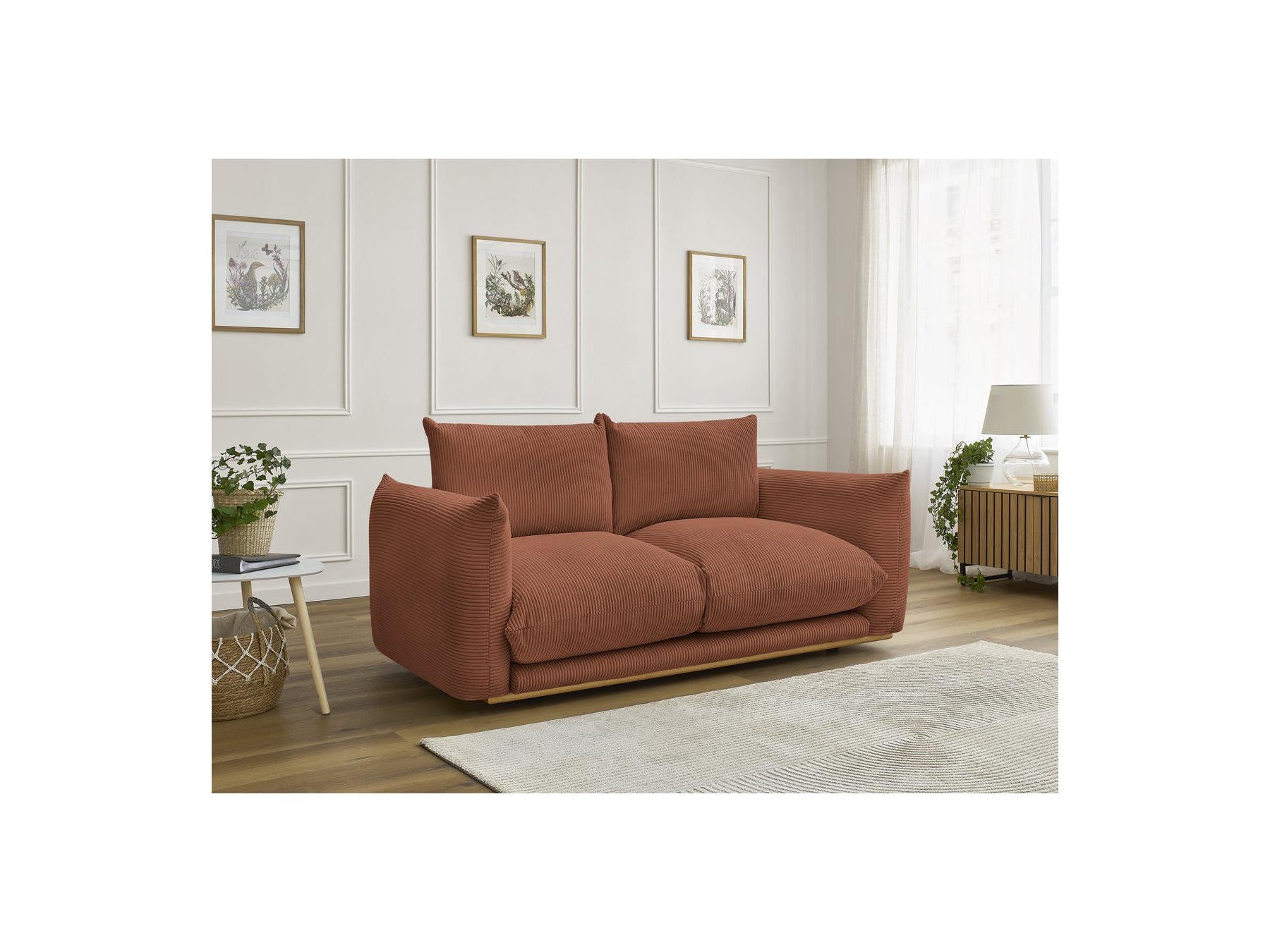 Ernest - Fixed Straight 2-Seater Sofa - Corduroy Fabric