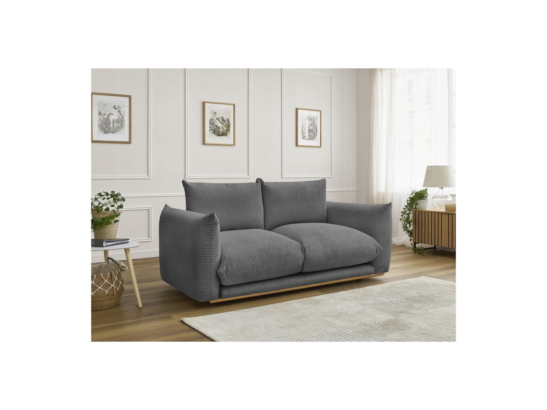 Ernest - Fixed Straight 2-Seater Sofa - Corduroy Fabric