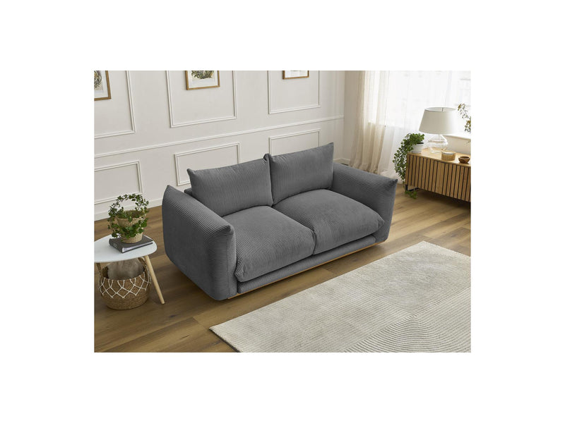 Canapé Droit Fixe 2 Places - Ernest - Tissu Velours Côtelé