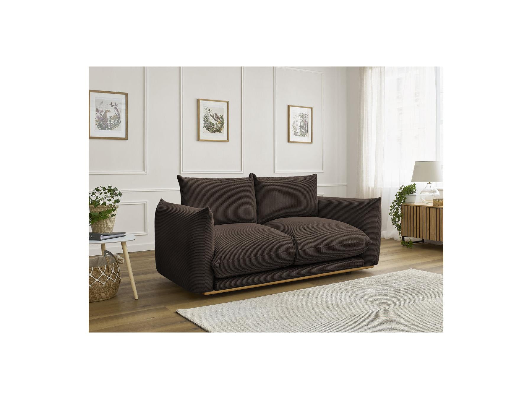 Ernest - Fixed Straight 2-Seater Sofa - Corduroy Fabric