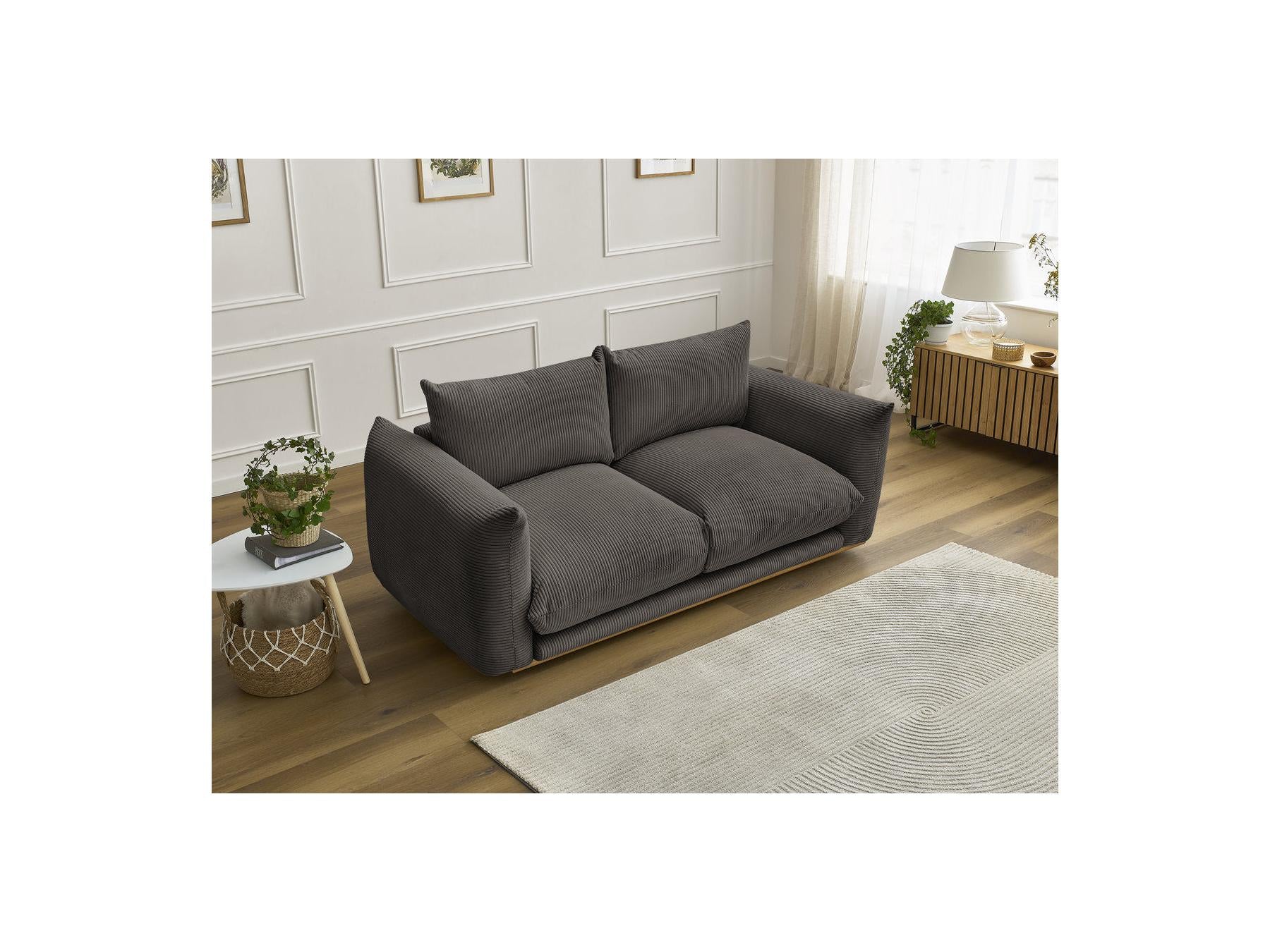 Ernest - Fixed Straight 2-Seater Sofa - Corduroy Fabric