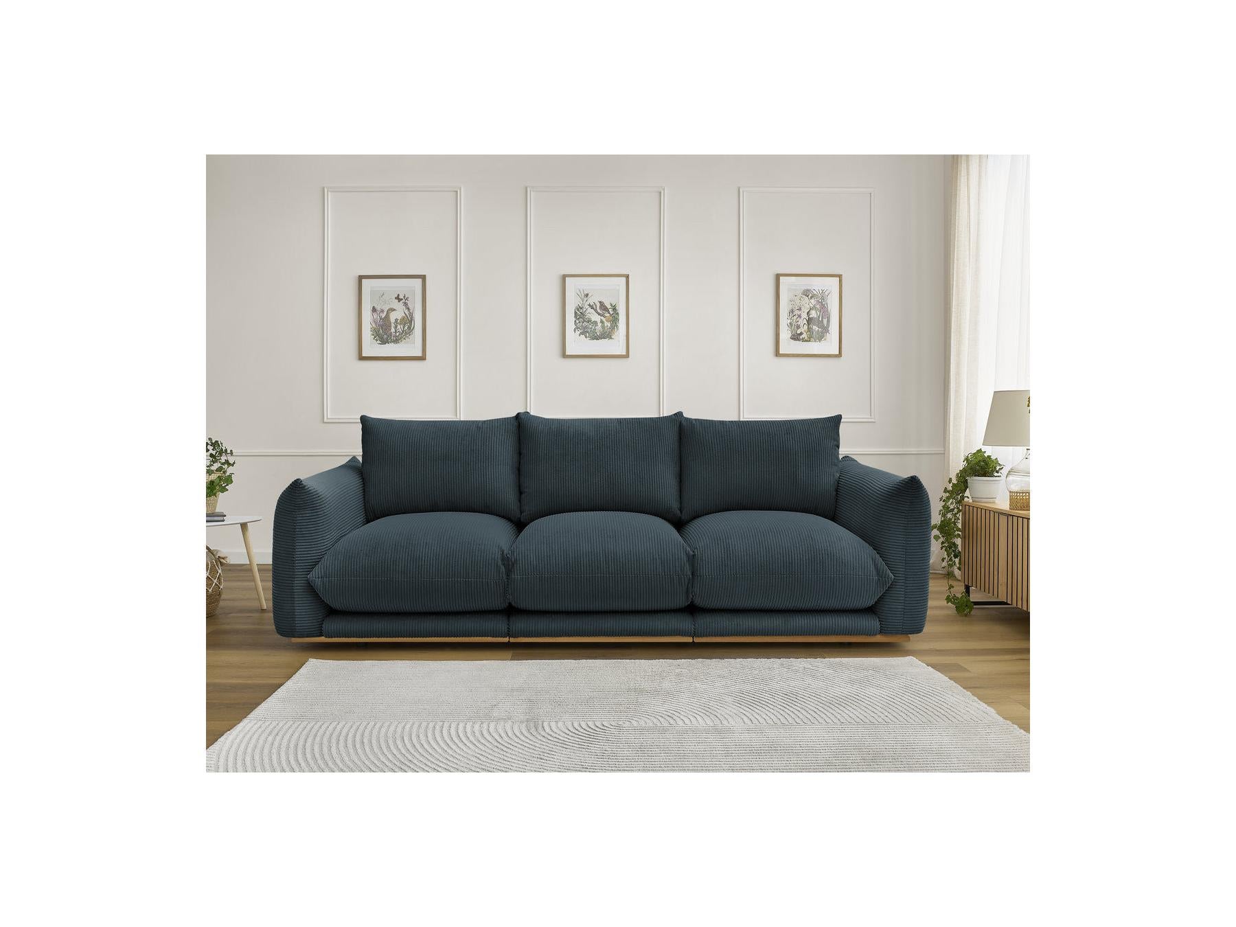Ernest - Fixed Straight 3-Seater Sofa - Corduroy Fabric