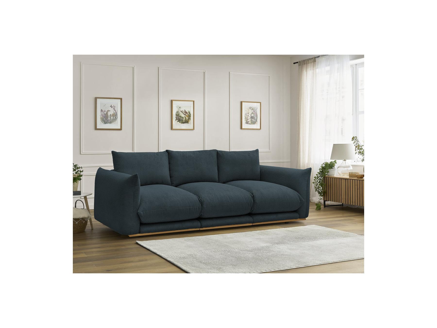 Ernest - Fixed Straight 3-Seater Sofa - Corduroy Fabric