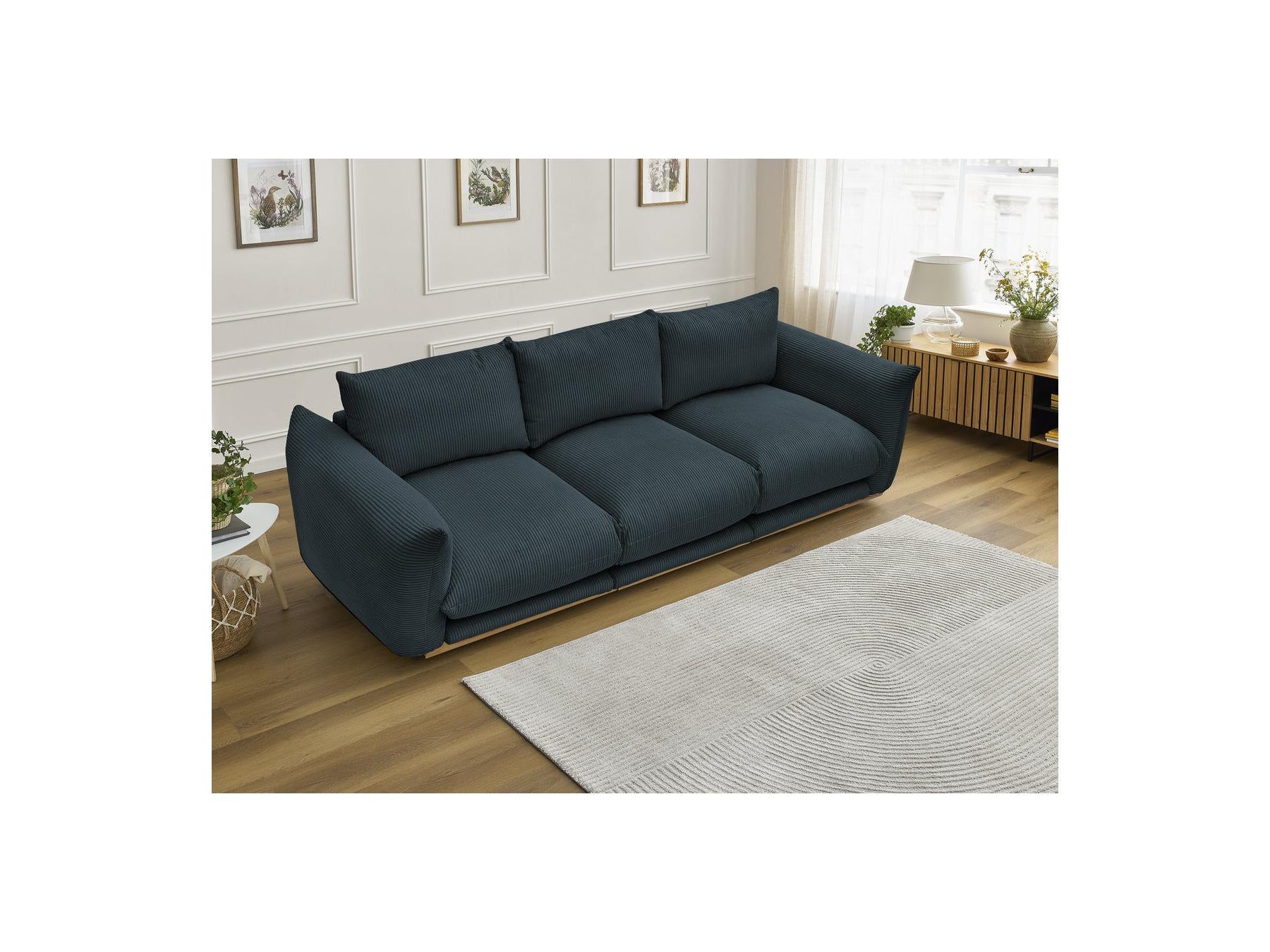 Ernest - Fixed Straight 3-Seater Sofa - Corduroy Fabric