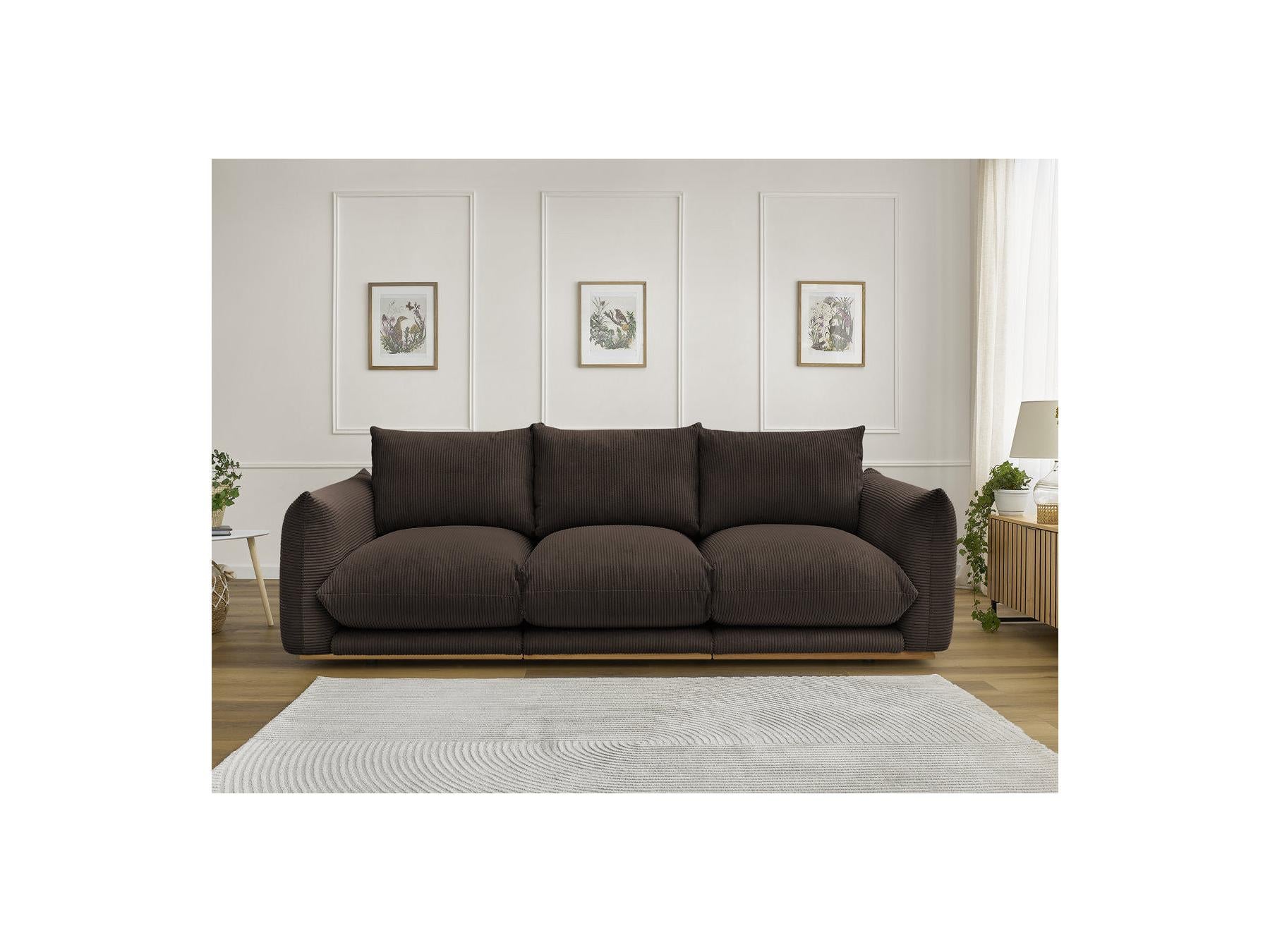 Ernest - Fixed Straight 3-Seater Sofa - Corduroy Fabric