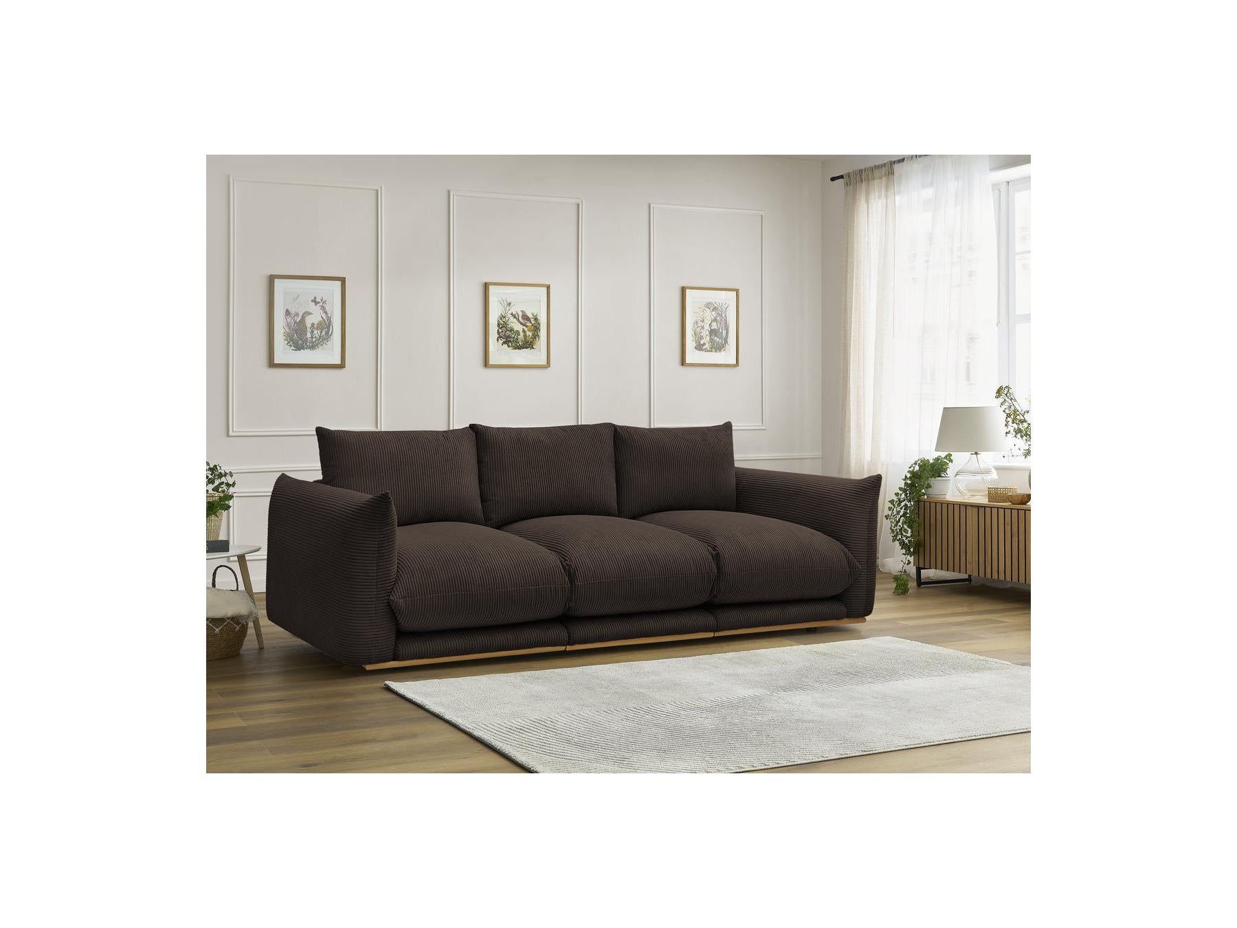 Ernest - Fixed Straight 3-Seater Sofa - Corduroy Fabric