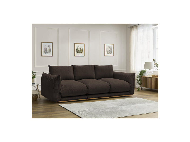 Canapé Droit Fixe 3 Places - Ernest - Tissu Velours Côtelé