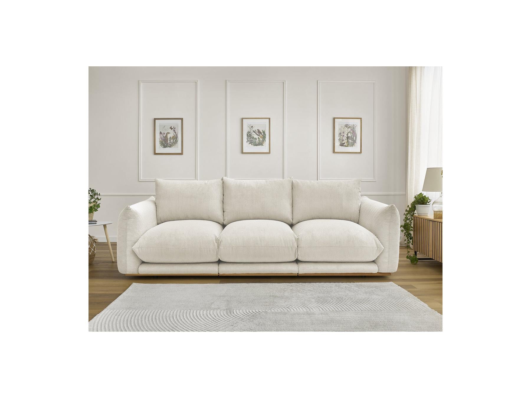Ernest - Fixed Straight 3-Seater Sofa - Corduroy Fabric