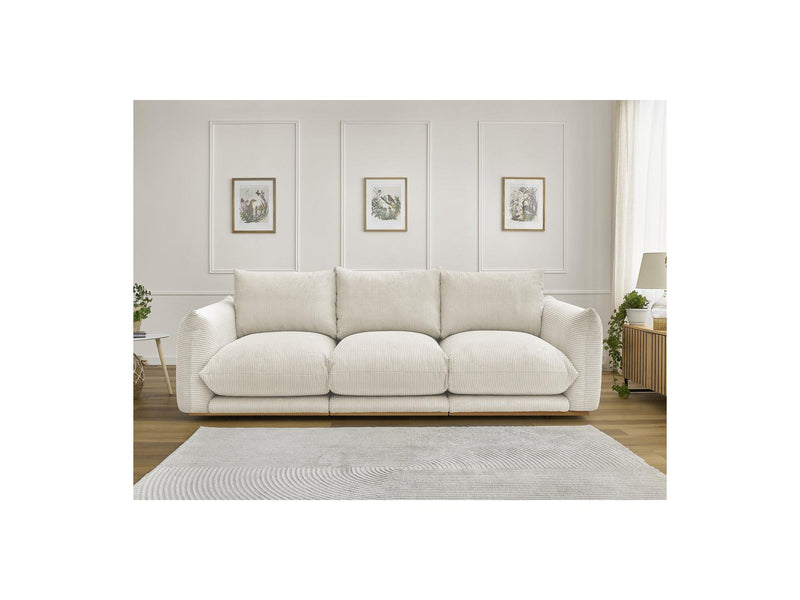 Canapé Droit Fixe 3 Places - Ernest - Tissu Velours Côtelé