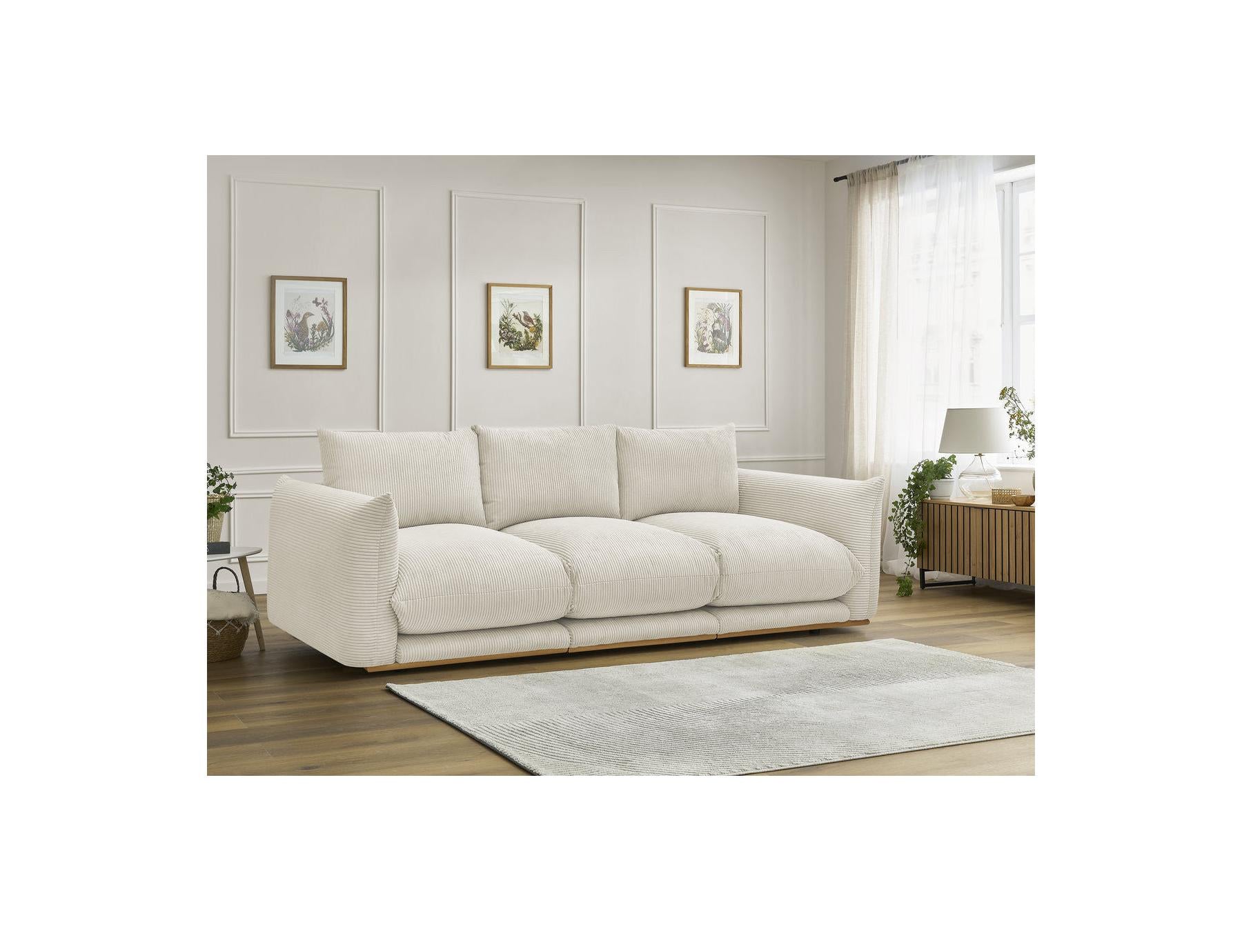 Ernest - Fixed Straight 3-Seater Sofa - Corduroy Fabric
