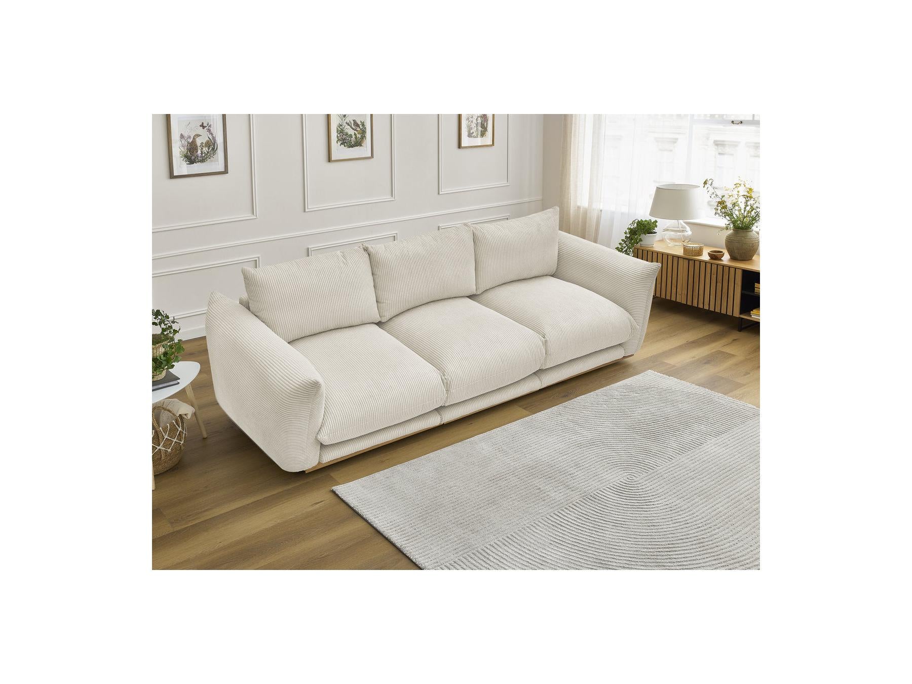 Ernest - Fixed Straight 3-Seater Sofa - Corduroy Fabric