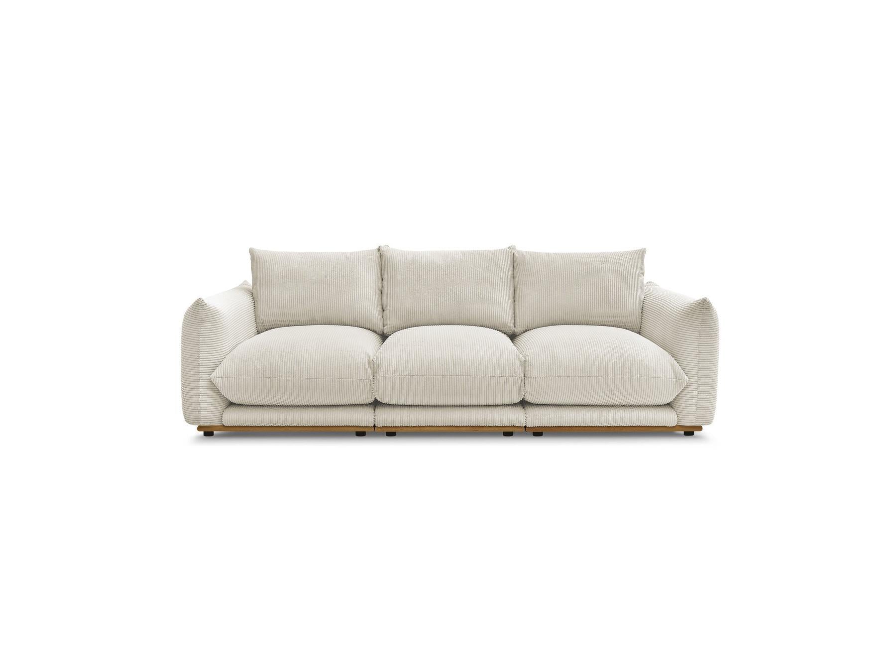 Ernest - Fixed Straight 3-Seater Sofa - Corduroy Fabric