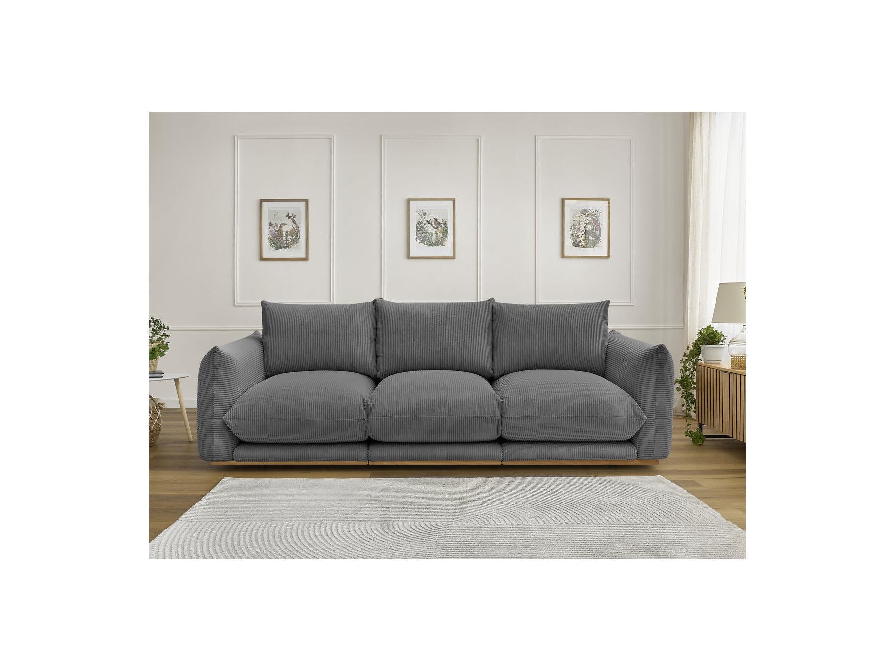 Ernest - Fixed Straight 3-Seater Sofa - Corduroy Fabric