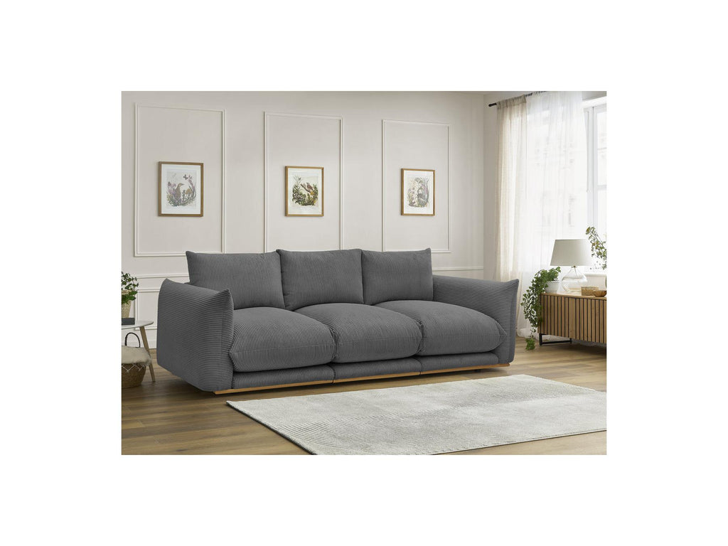 Ernest - Fixed Straight 3-Seater Sofa - Corduroy Fabric