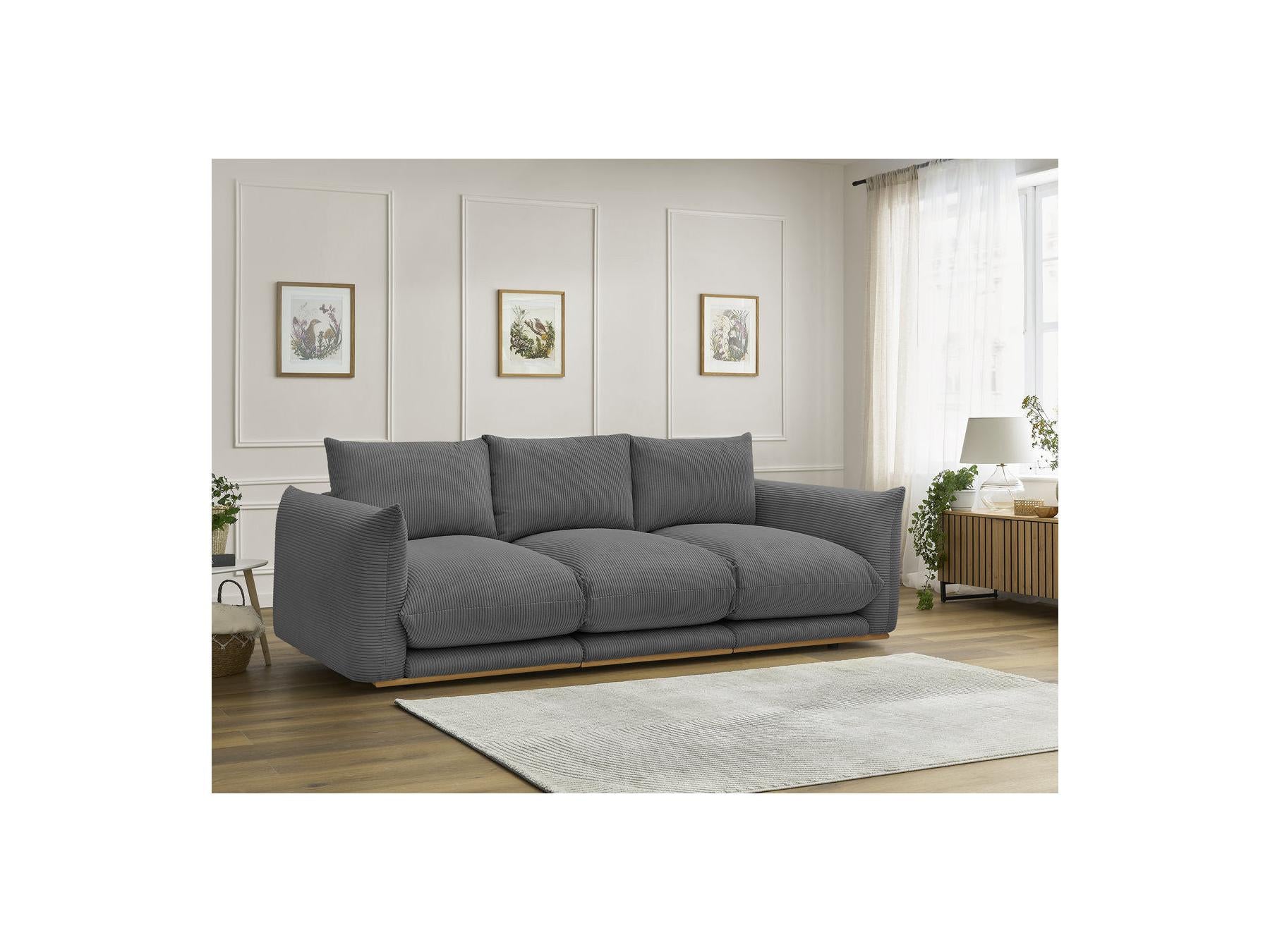 Ernest - Fixed Straight 3-Seater Sofa - Corduroy Fabric