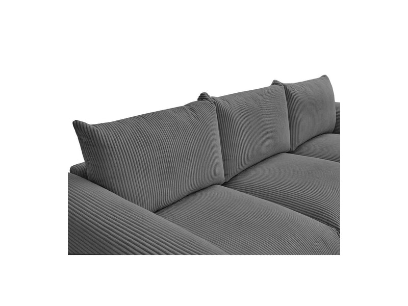 Canapé Droit Fixe 3 Places - Ernest - Tissu Velours Côtelé