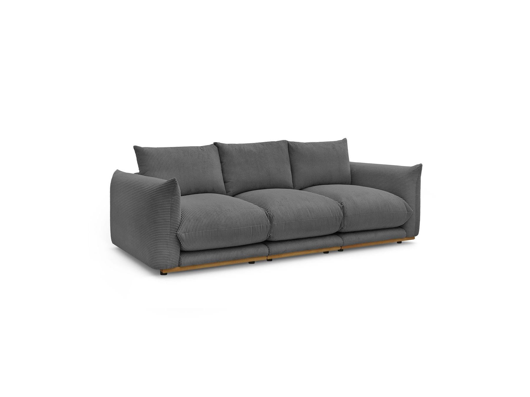 Ernest - Fixed Straight 3-Seater Sofa - Corduroy Fabric