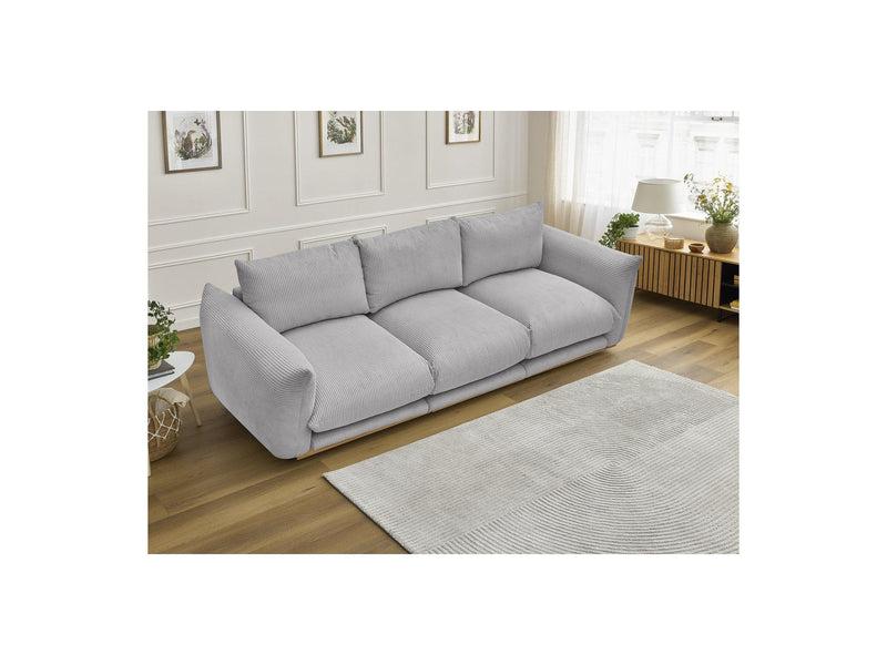 Canapé Droit Fixe 3 Places - Ernest - Tissu Velours Côtelé