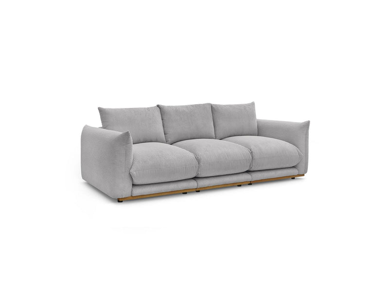 Canapé Droit Fixe 3 Places - Ernest - Tissu Velours Côtelé