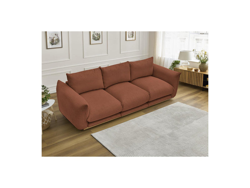 Canapé Droit Fixe 3 Places - Ernest - Tissu Velours Côtelé