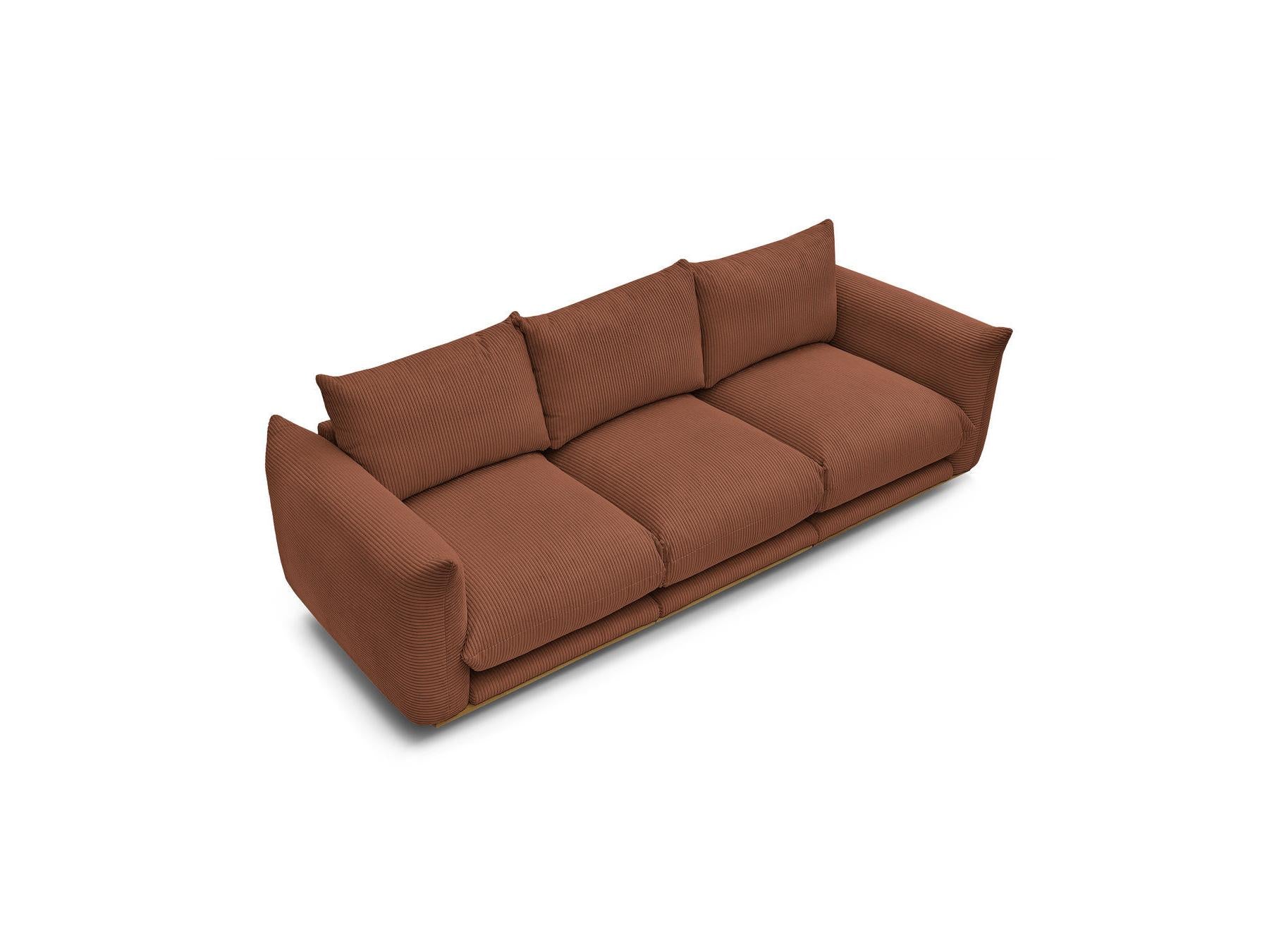 Ernest - Fixed Straight 3-Seater Sofa - Corduroy Fabric