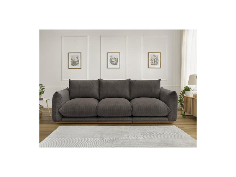 Canapé Droit Fixe 3 Places - Ernest - Tissu Velours Côtelé