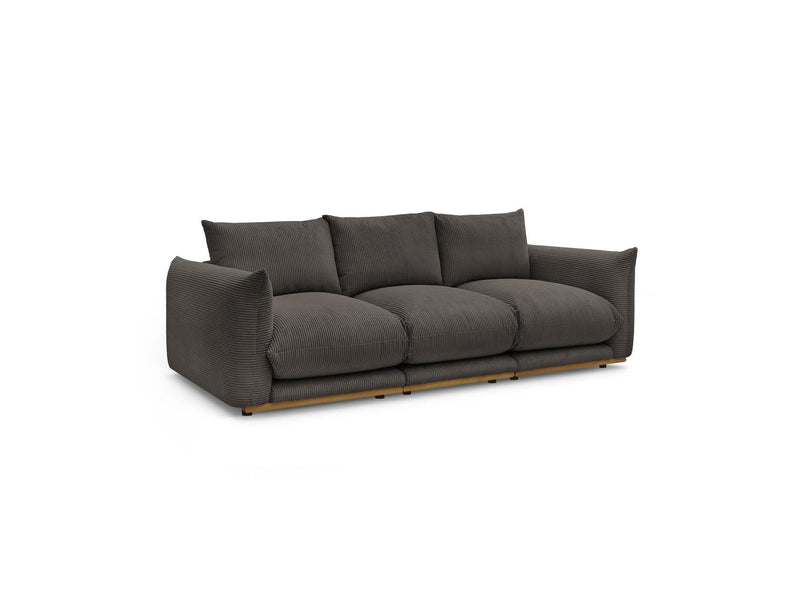 Canapé Droit Fixe 3 Places - Ernest - Tissu Velours Côtelé