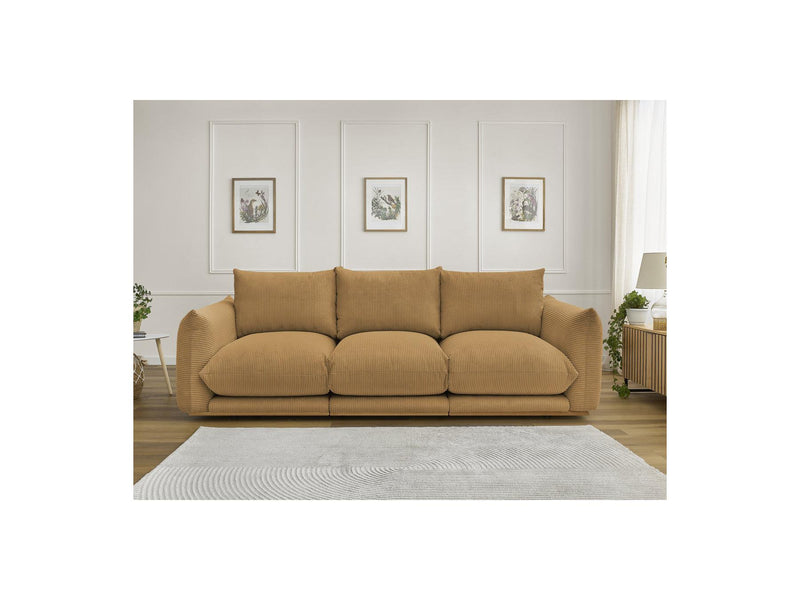 Canapé Droit Fixe 3 Places - Ernest - Tissu Velours Côtelé