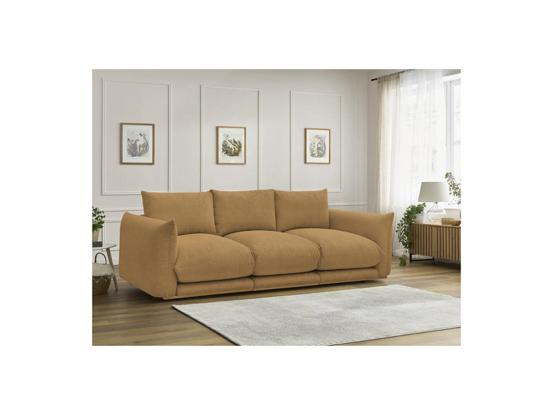 Canapé Droit Fixe 3 Places - Ernest - Tissu Velours Côtelé