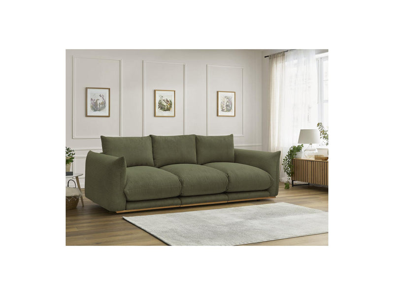 Canapé Droit Fixe 3 Places - Ernest - Tissu Velours Côtelé