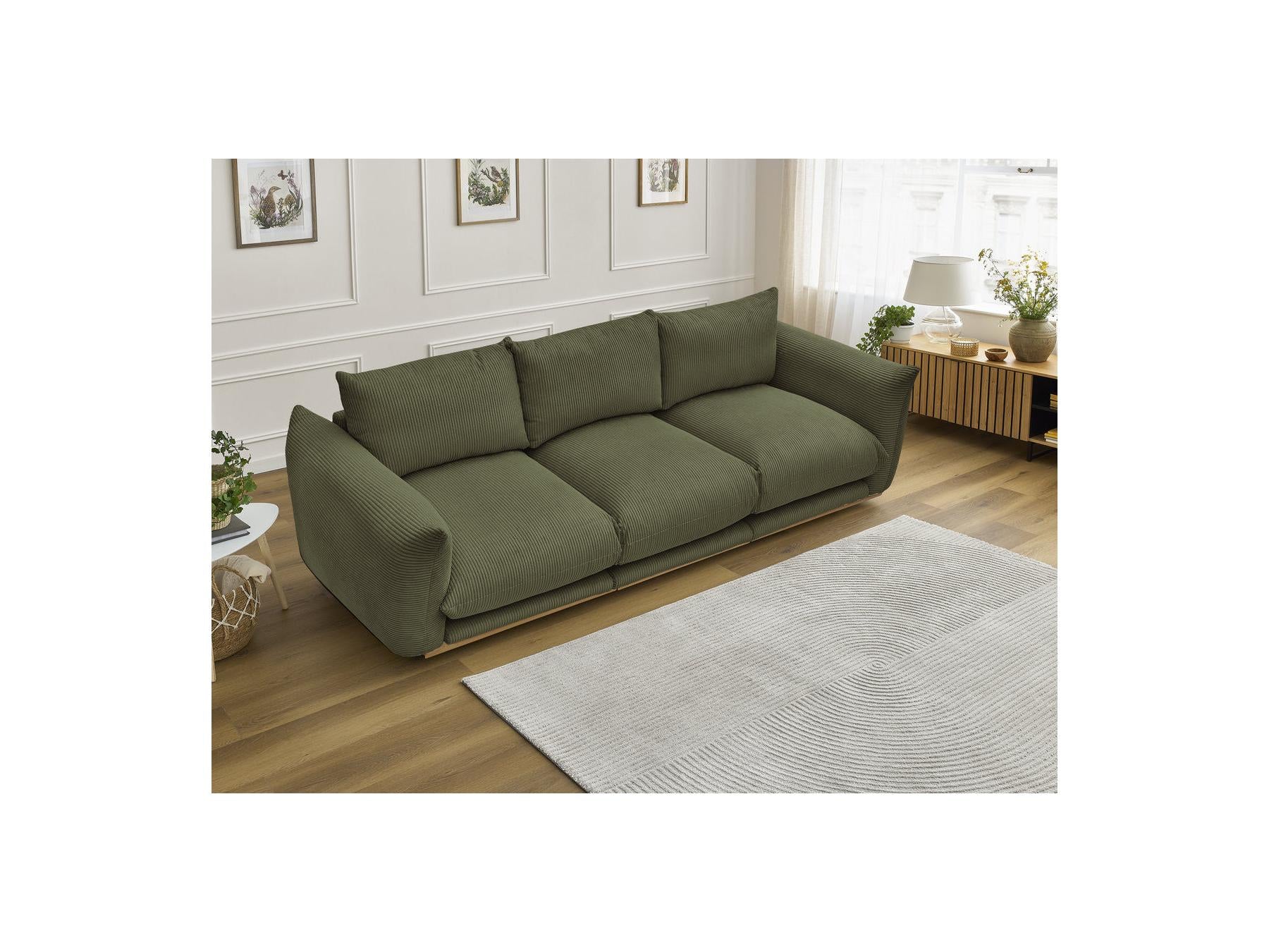 Ernest - Fixed Straight 3-Seater Sofa - Corduroy Fabric