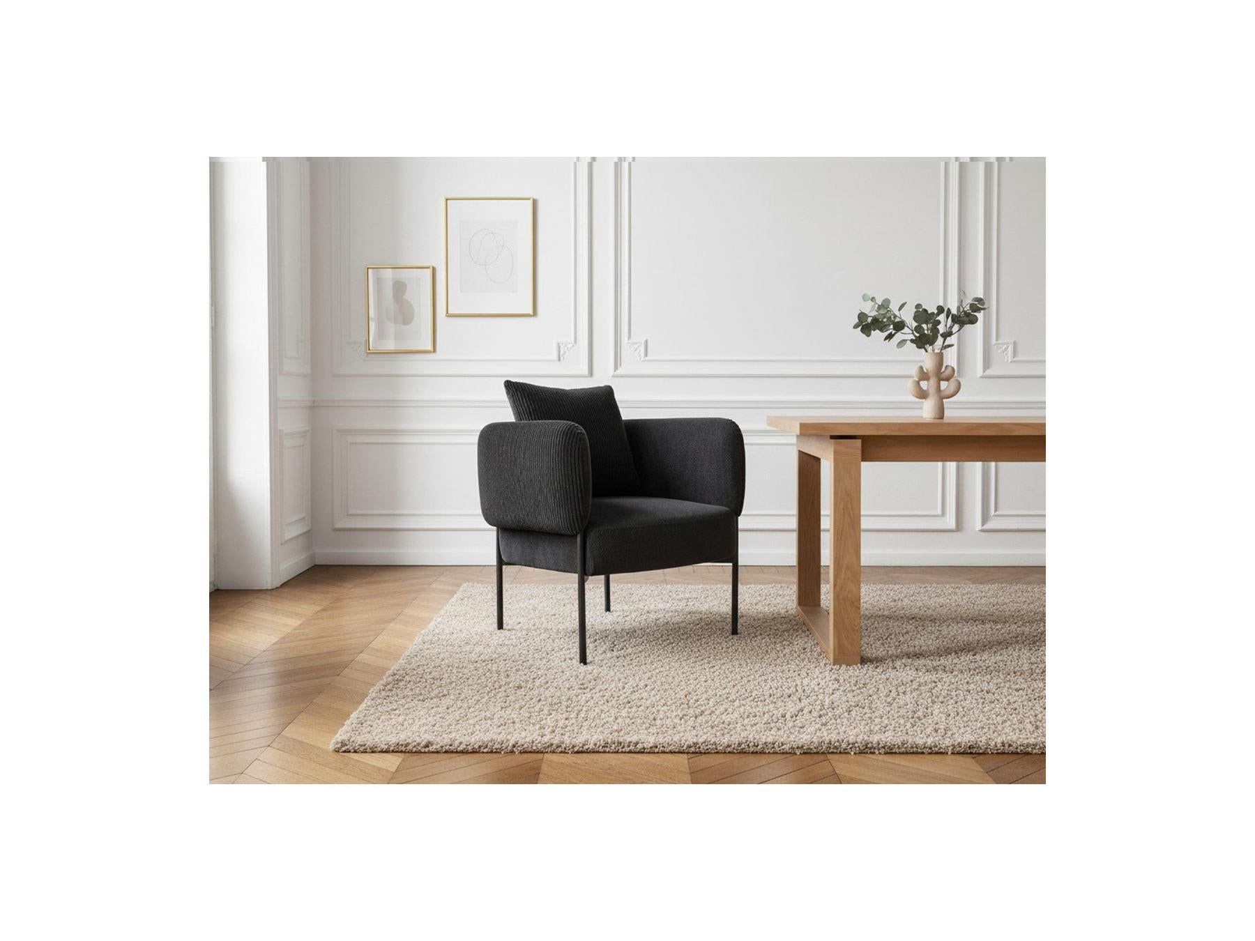 Gabin - Fauteuil De Table - Tissu Velours Côtelé