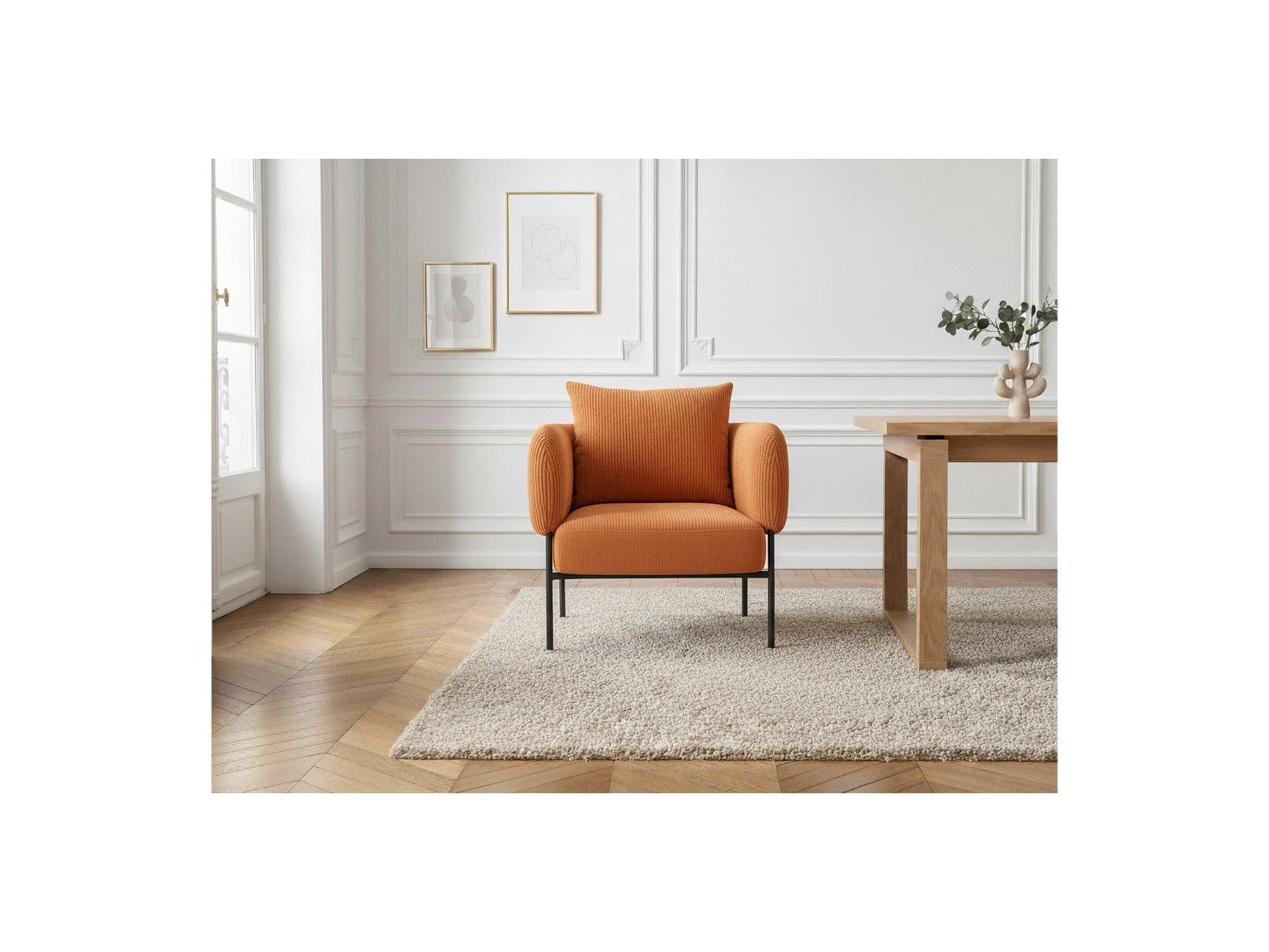 Gabin - Fauteuil De Table - Tissu Velours Côtelé